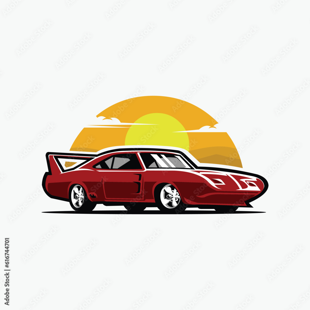 Classic Sport Car Vector Art Illustration Design. Best for Automotive Classic T-Shirt Design