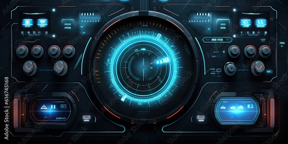 Futuristic HUD screen data hologram. Generative AI Futuristic HUD screen data hologram. Generative AI
