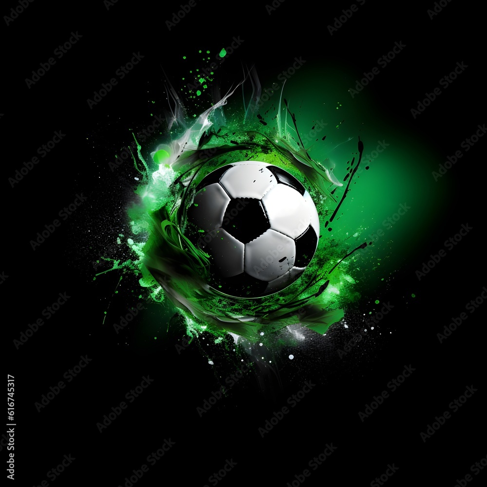 Naklejka premium soccer ball in grass abstract football wallpaper