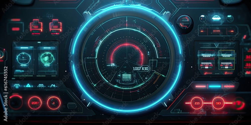 Futuristic HUD screen data hologram. Generative AI Futuristic HUD screen data hologram. Generative AI