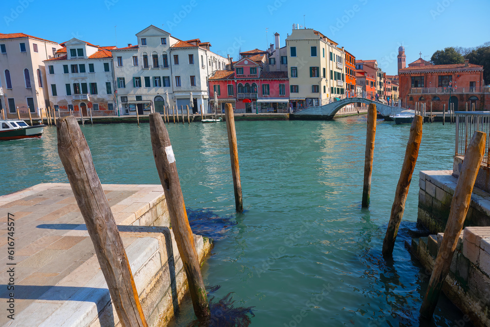 Grand Canal in Venice, Italy . Typical view of water canal and architecture in Venice