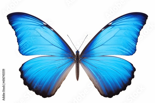 Blue tropical butterflies in flight, isolated on white, Generative AI © ParinApril