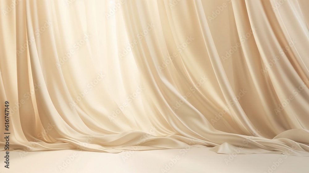 White and grey curtain satin fabric curves wave lines background texture