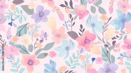 Beautiful floral spring seamless pattern with watercolor drawn field wildflowers. For wedding stationery, greetings, wallpapers, fashion, backgrounds, textures, DIY, packaging, cards. Generative AI.