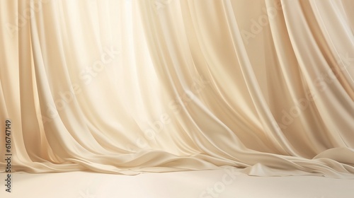 White and grey curtain satin fabric curves wave lines background texture