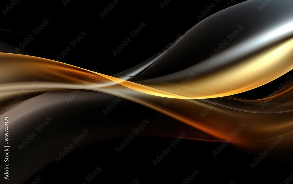 Fototapeta premium Black and Gold Wavy Fluid Background - Abstract Wallpaper