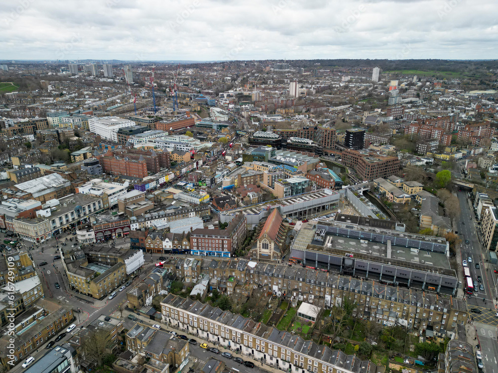 Fototapeta premium Camden Town London Aerial View, shot with a DJI mini 3 Pro.