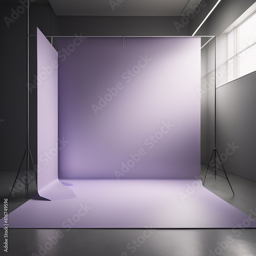 Modern Light Lilac Backdrop for Product Presentation with a Subtle Smoke Effect and Smooth Floor