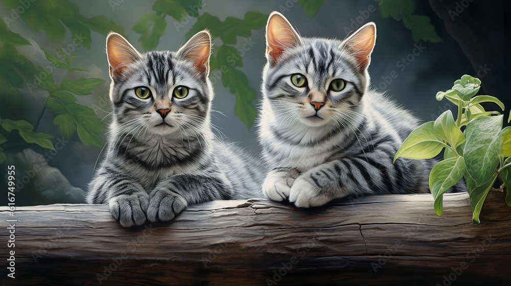 Classic Charm - Portraits of Photorealistic American Shorthair Cats Classic Charm - Portraits of Photorealistic American Shorthair Cats