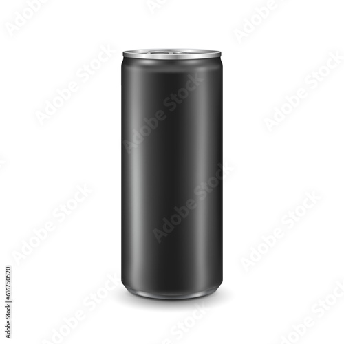 Aluminum can isolated on white background. Realistic metallic can for beer, soda, lemonade, juice, energy drink. Vector template for your design.