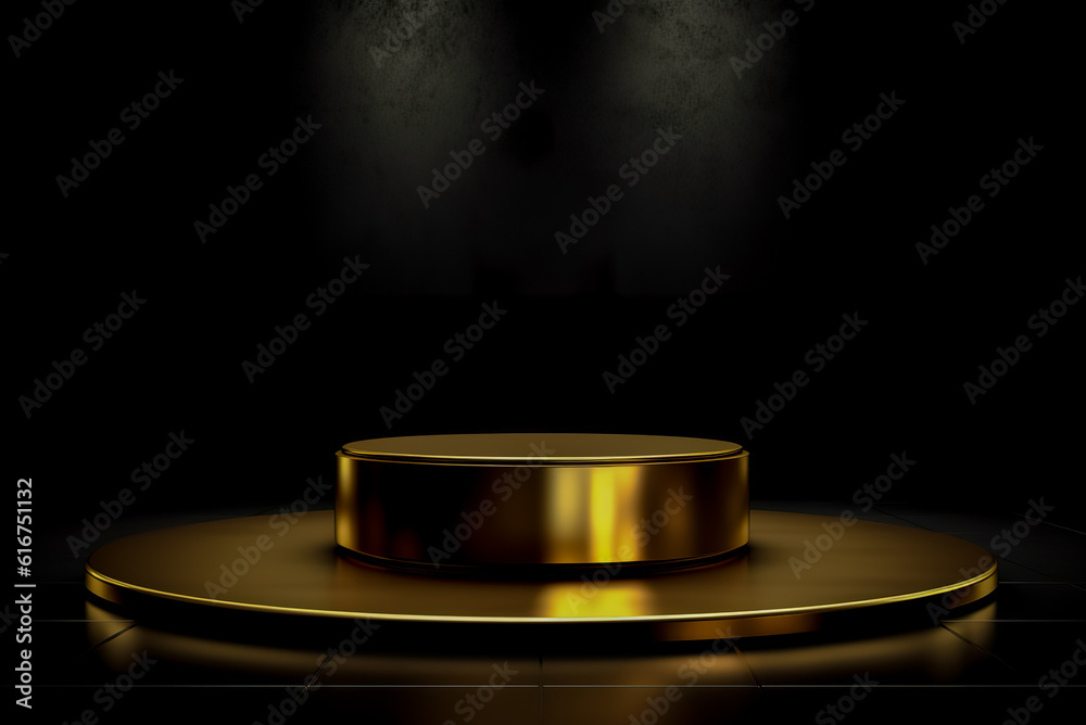 Modern background platform with black podium. stand show cosmetic product. Generative AI Modern background platform with black podium. stand show cosmetic product. Generative AI