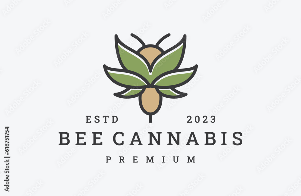 bee cannabis logo template vector illustration design bee cannabis logo template vector illustration design