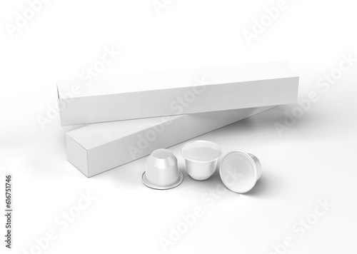 3D illustration. Coffee capsule packaging isolated on white background photo