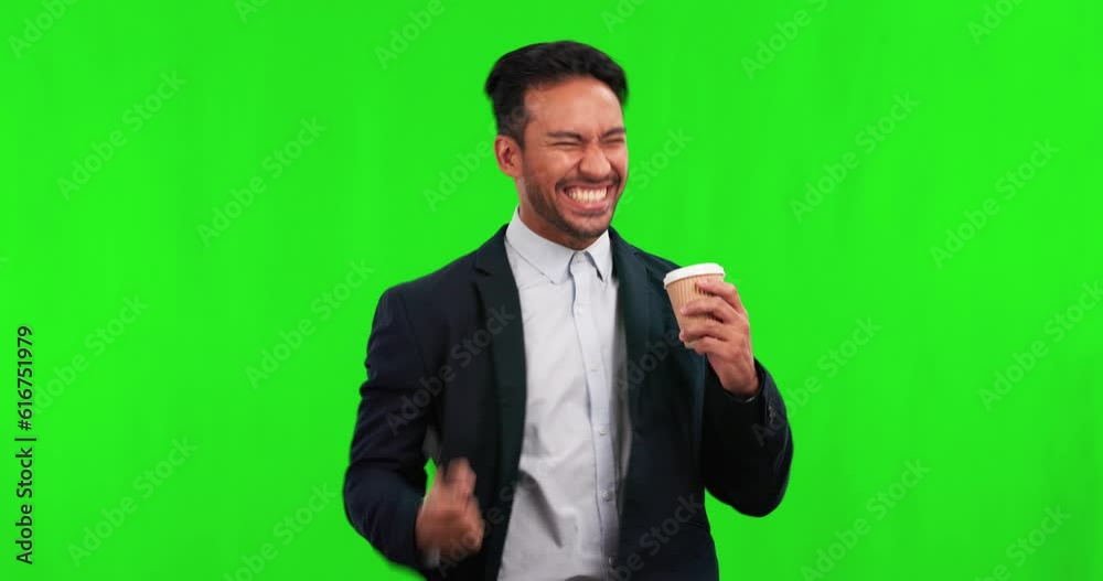Surprise, phone call and business man on green screen for news, announcement or opportunity, winning and success. Wow, excited asian person walking, mobile chat and celebration on studio background Surprise, phone call and business man on green screen for news, announcement or opportunity, winning and success. Wow, excited asian person walking, mobile chat and celebration on studio background