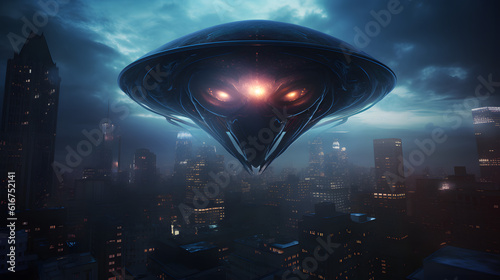 Alien ufo in the city