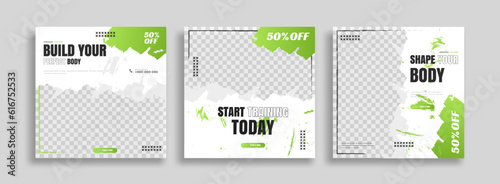 posts on social media vector illustration. Stylish graphics templates posts. dynamic abstractions typography photo. modern art paint and brush stains, fitness subjects gym. design frame post Template