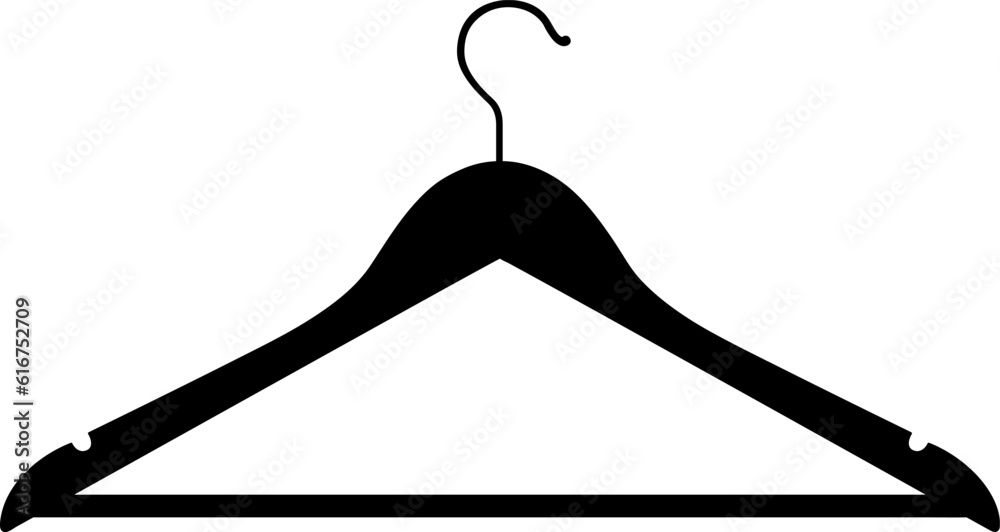 Wooden coat hanger in simple style. Coat hanger icon.