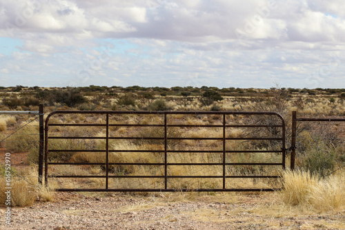 Farm gate in the Kalahari  South Africa 