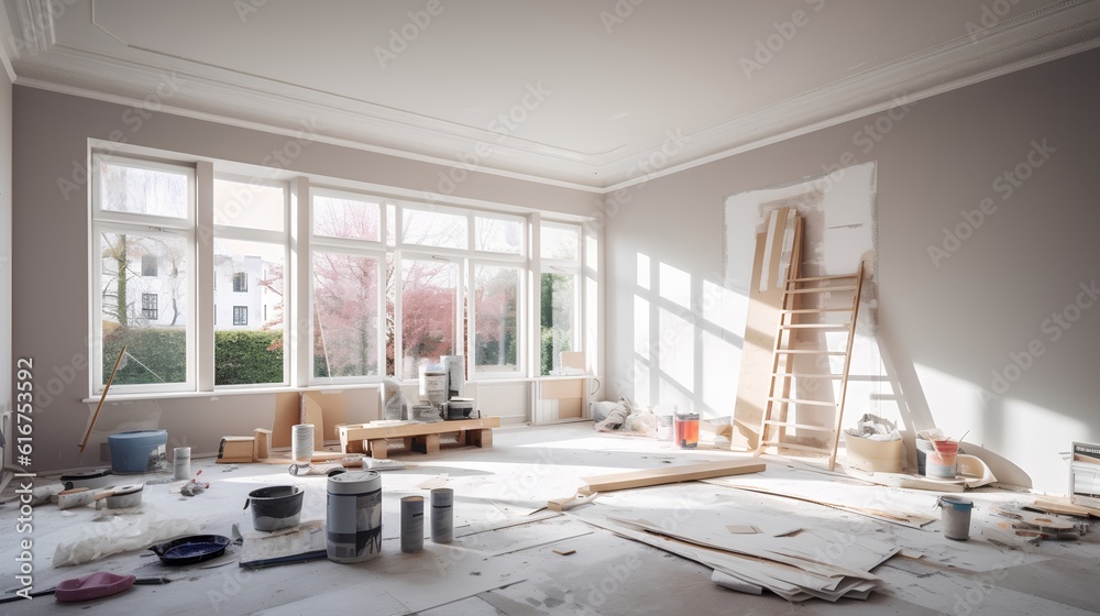 Concept of home refurbishment, showing the transformation and ...