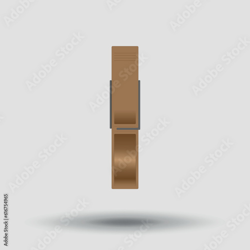 Flat illustration of a clothespin with a shadow. Vector on gray background