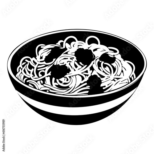 Spaghetti, A bowl of spaghetti, Italian spaghetti pasta in black