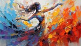 Woman dancing abstract painting