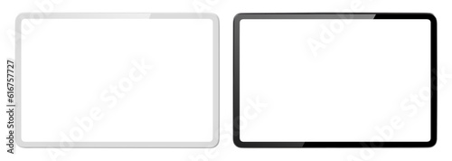 Set of tablet computers cut out photo
