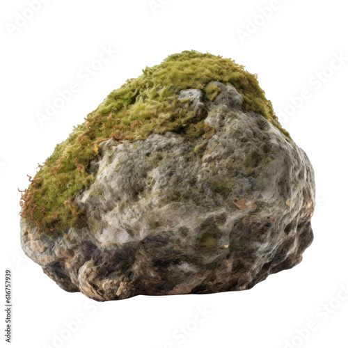 Nature mossy rock isolated on a transparent background