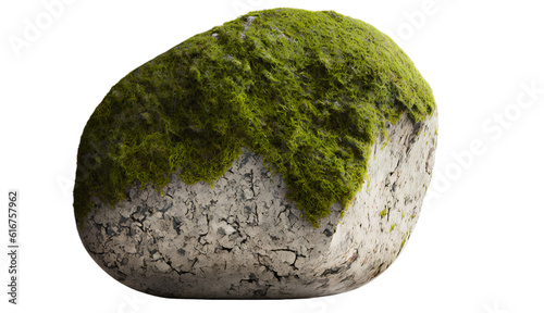 Nature mossy rock isolated on a transparent background