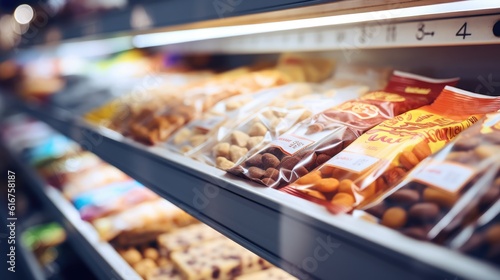 Snack bars in a grocery store - food photography © 4kclips