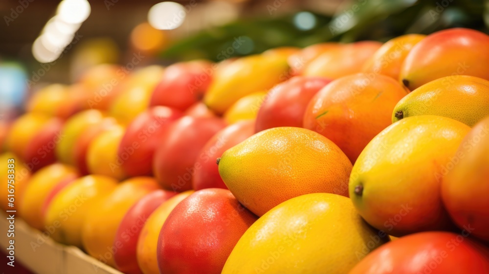 Mangoes in a grocery store - food photography Mangoes in a grocery store - food photography