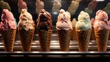 Ice cream cones in a grocery store - food photography