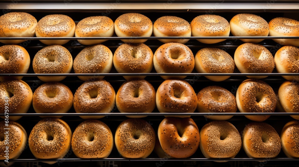 Bagels in a grocery store - food photography Bagels in a grocery store - food photography