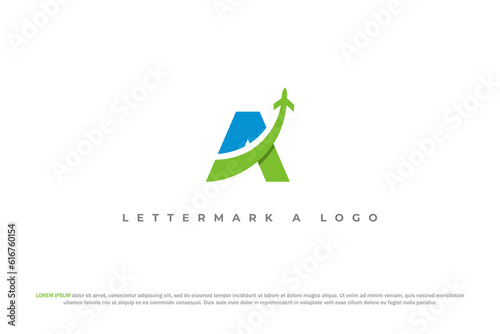 letter a airplane adventure travel logo photo