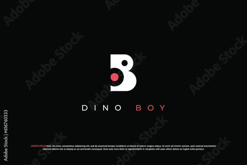 logo cute dinosaur letter b