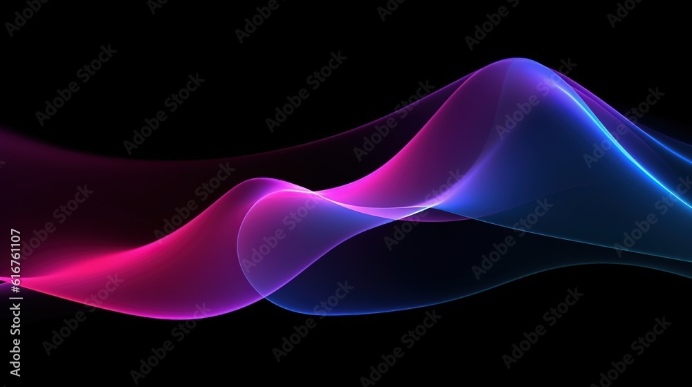 Luminous light waves colorful indigo and pink magenta color on black background abstract neon motion glowing wavy lines illustration business technology generative ai Luminous light waves colorful indigo and pink magenta color on black background abstract neon motion glowing wavy lines illustration business technology generative ai