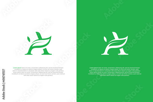 logo letter a leaf green nature