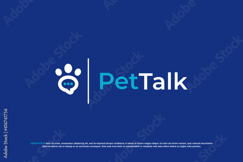 logo pet paw chat bubble animal talk