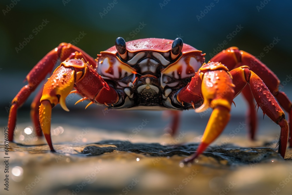 Crab on sandy beach in close up in sunny hot day Crab on sandy beach in close up in sunny hot day