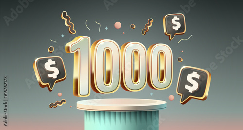 Coupon special voucher 1000 dollar, Check banner special offer. Vector illustration