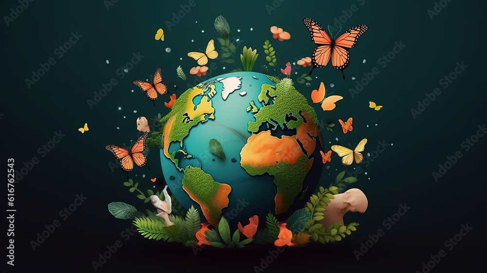 Naklejka premium Earth Day or World Environment Day concept. Save our Planet. Generative Ai