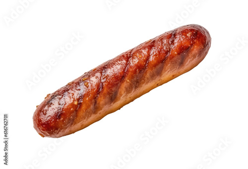 Fried sausage isolated on transparent background, top view, Generative AI