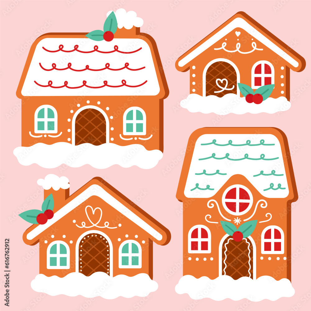 Set of cute gingerbread cookies for christmas Vector