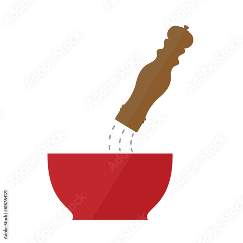 Pepper Mill (Pepper grinder). Cooking and spice. Vector flat outline icon illustration isolated on white background.