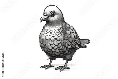 Cute Pigeon drawing on white background - generative AI