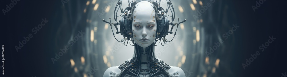Cyborg Woman with Artificial Intelligence - Futuristic Concept