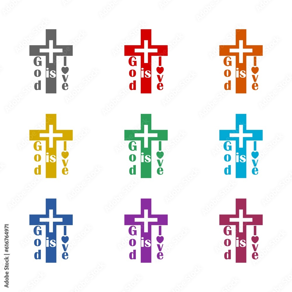 God is love icon isolated on white background. Set icons colorful God is love icon isolated on white background. Set icons colorful