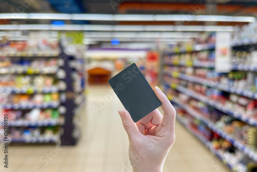 Concepts of buying in a store with a plastic card.