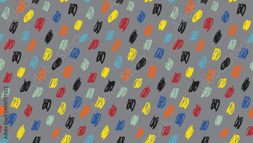 Wavy doodle seamless pattern. Bold ink lines ornament. Hand drawn color rough brush drawing. Smears scribbles grunge style wrapping paper. Vintage textiles fabric 1960 s Vector illustrations