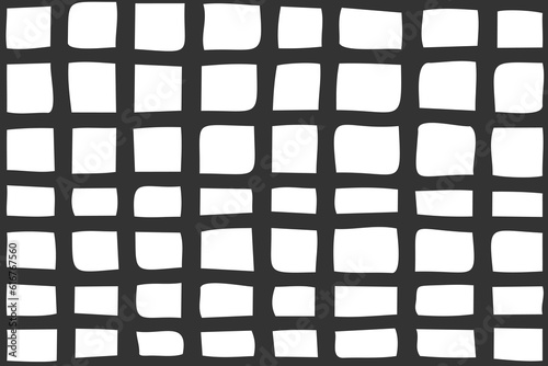 Wavy doodle seamless pattern. Bold ink lines ornament. Hand drawn black rough brush cell drawing. Smears scribbles grunge style wrapping paper. Vintage textiles fabric 1960 s Vector illustrations